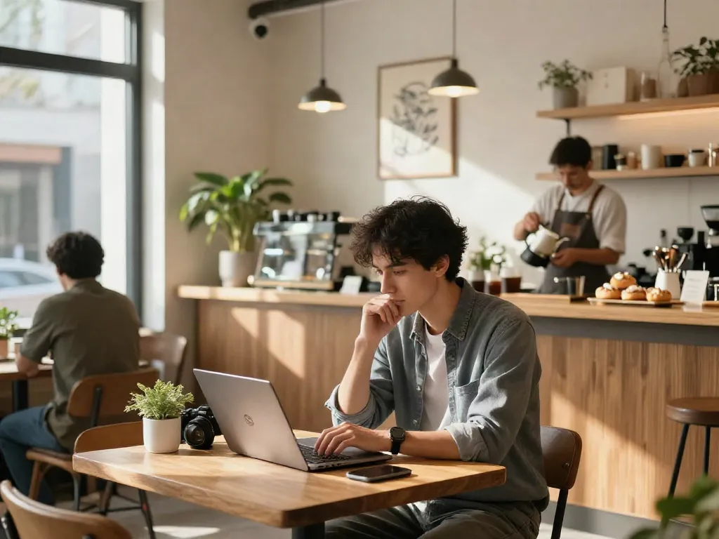 You could try this out in a vibrant coffee shop with a professional working on a laptop while coffee brews.